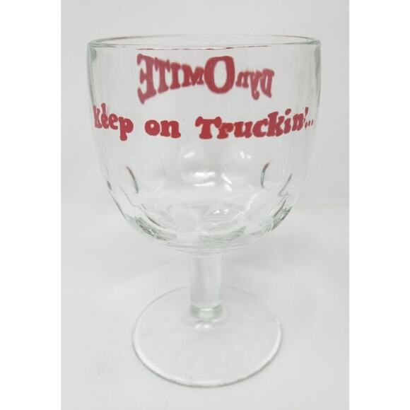 1970's Keep On Truckin' - Dynomite Dimple Glass Goblet Retro Mid Century MS1 - Picture 1 of 10